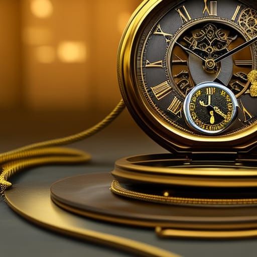 Cute Mouse with Gold Pocket Watch, Detailed Digital Art