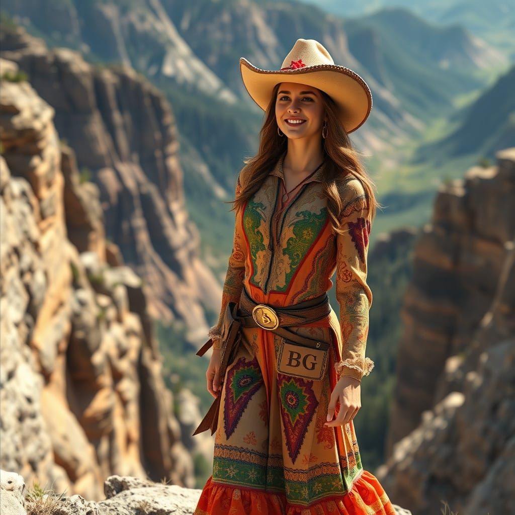 Gentlewoman Descending Staircase in Classic Academic Style
