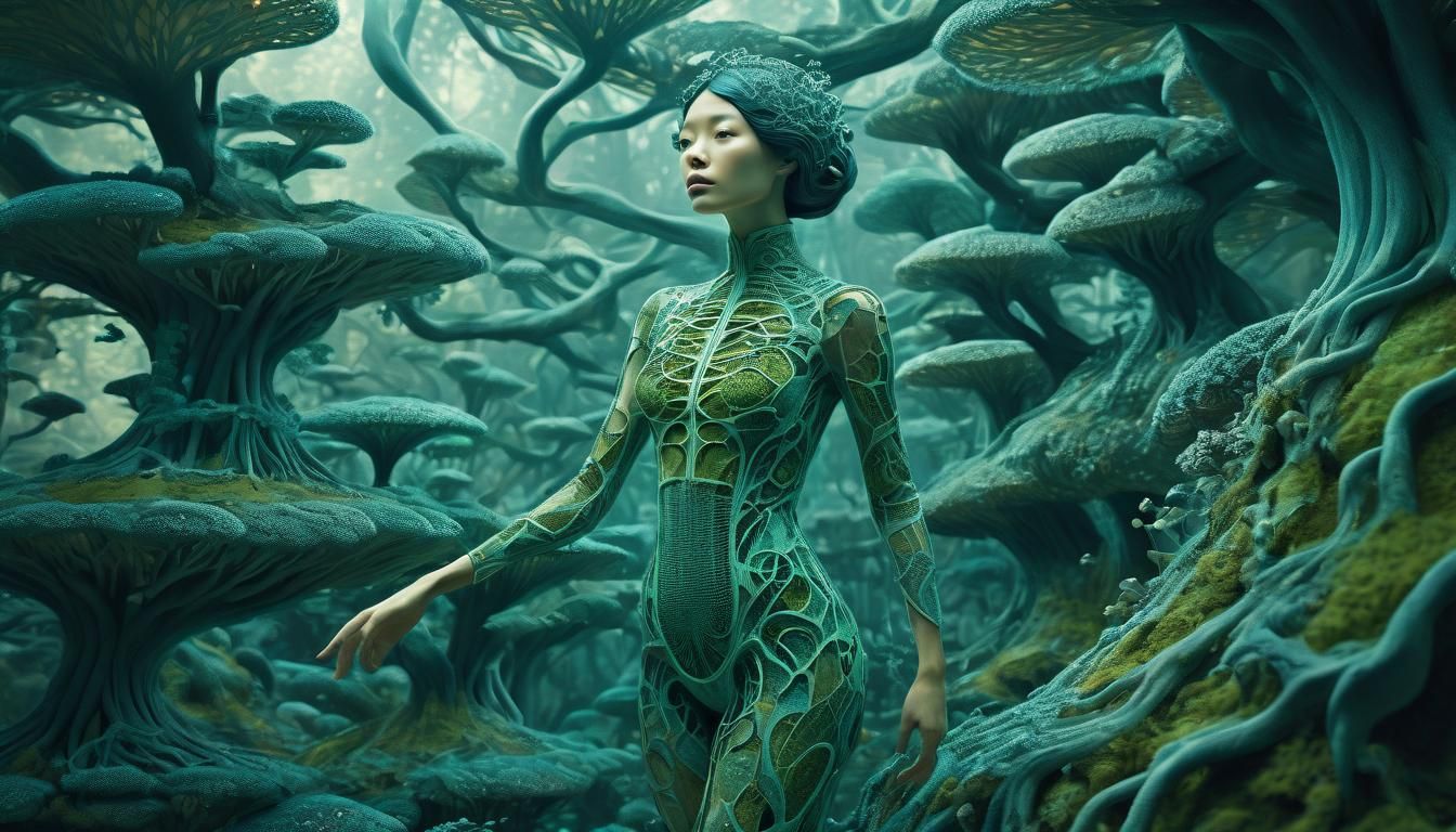 Lotus-Human Hybrid in Mycelium Network