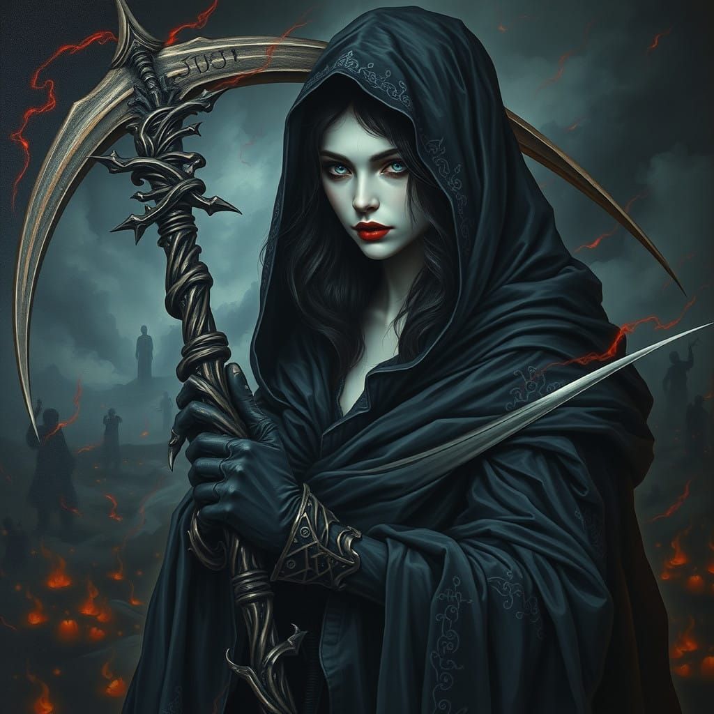 Grim Reaper Reimagined in Dark Romantic Style