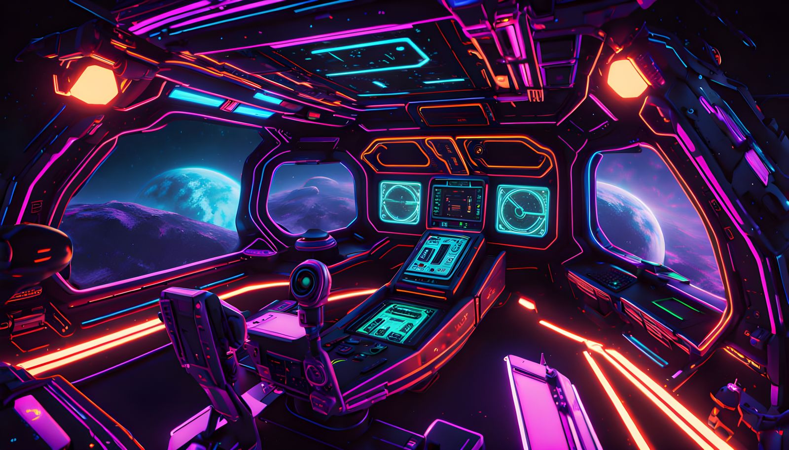 Realistic Futuristic Spacecraft Cockpit in Hyperdetailed Hyp...