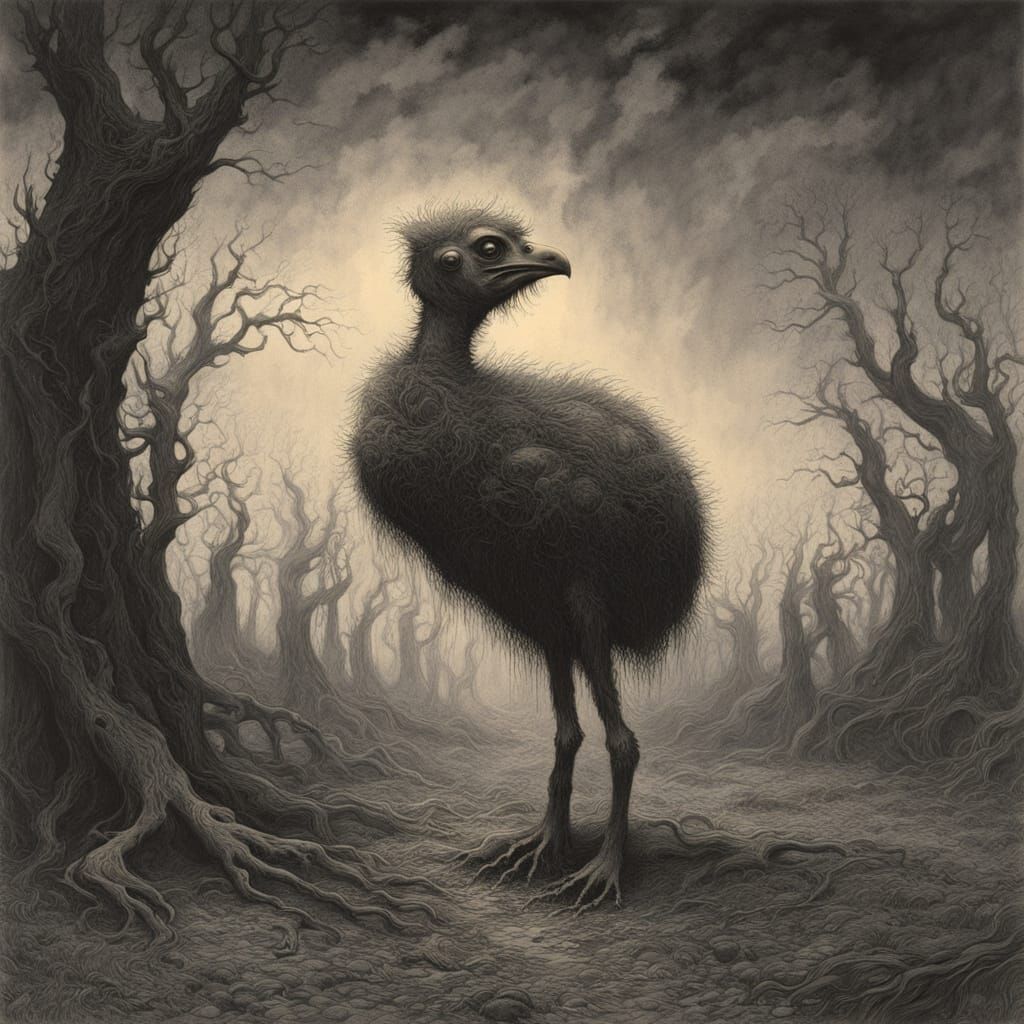 Emu-Koala Hybrid: A Biomechanical Body Horror Nightmare