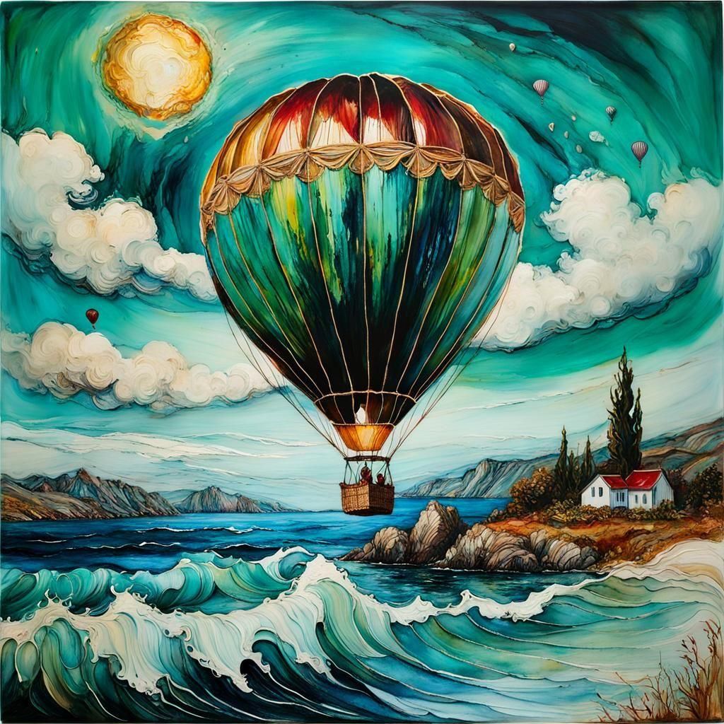 Hot Air Balloon Landing: Colorful Aerial Scene