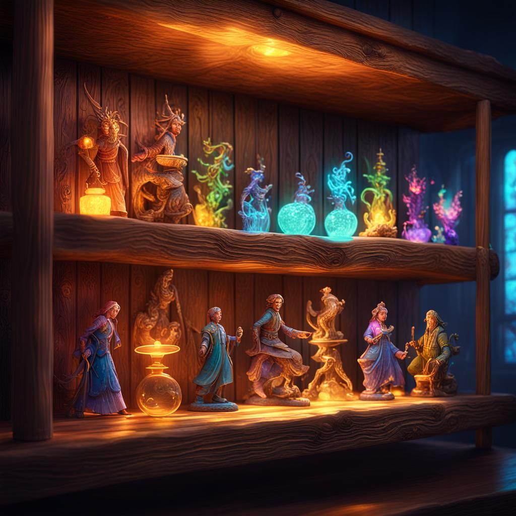 Magical Enameled Glass Figurines in Fantasy Room