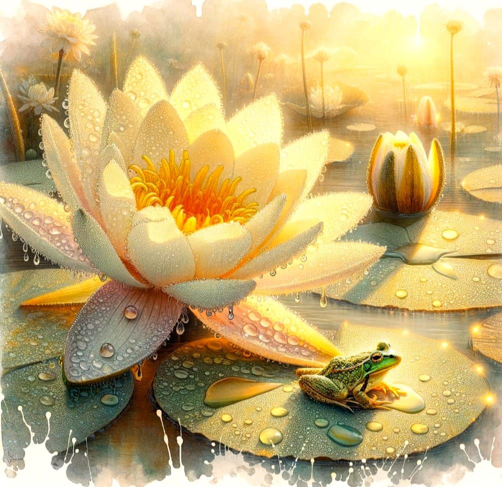 Dreamy Waterlily in Morning Dew