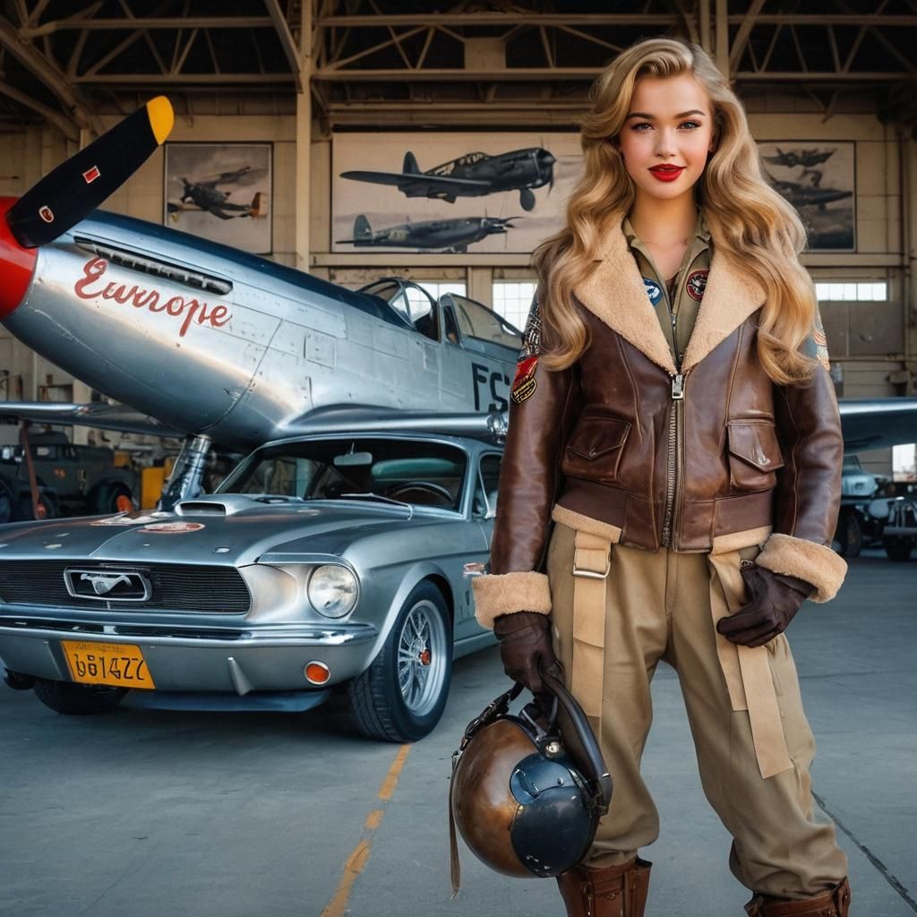 Retro Glamour WWII Pilot Pin-Up Art