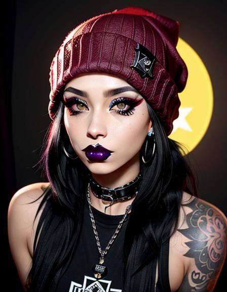 Punk Woman with Piercings in Streetwear
