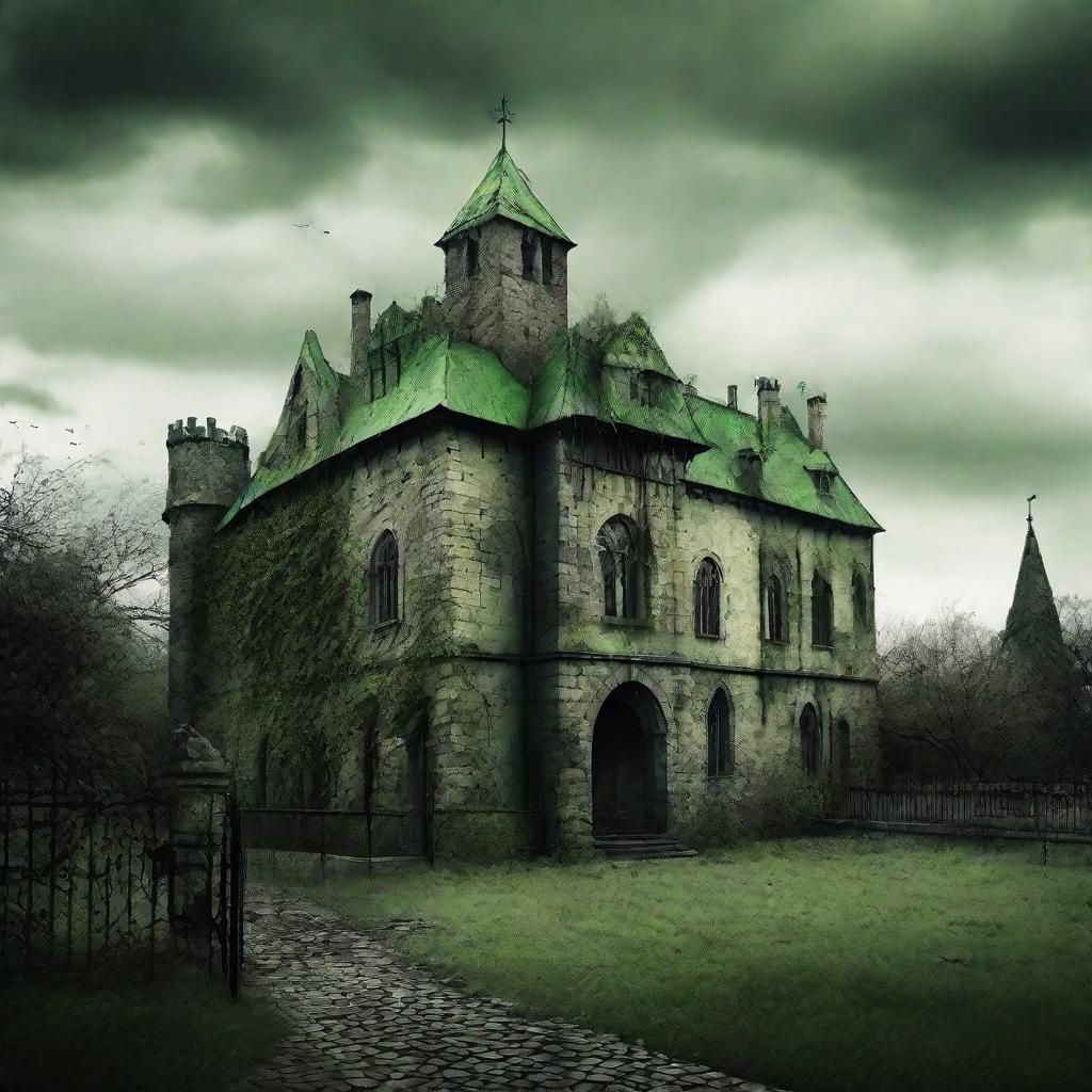 Ominous Stone School Fortress in Gloomy Light