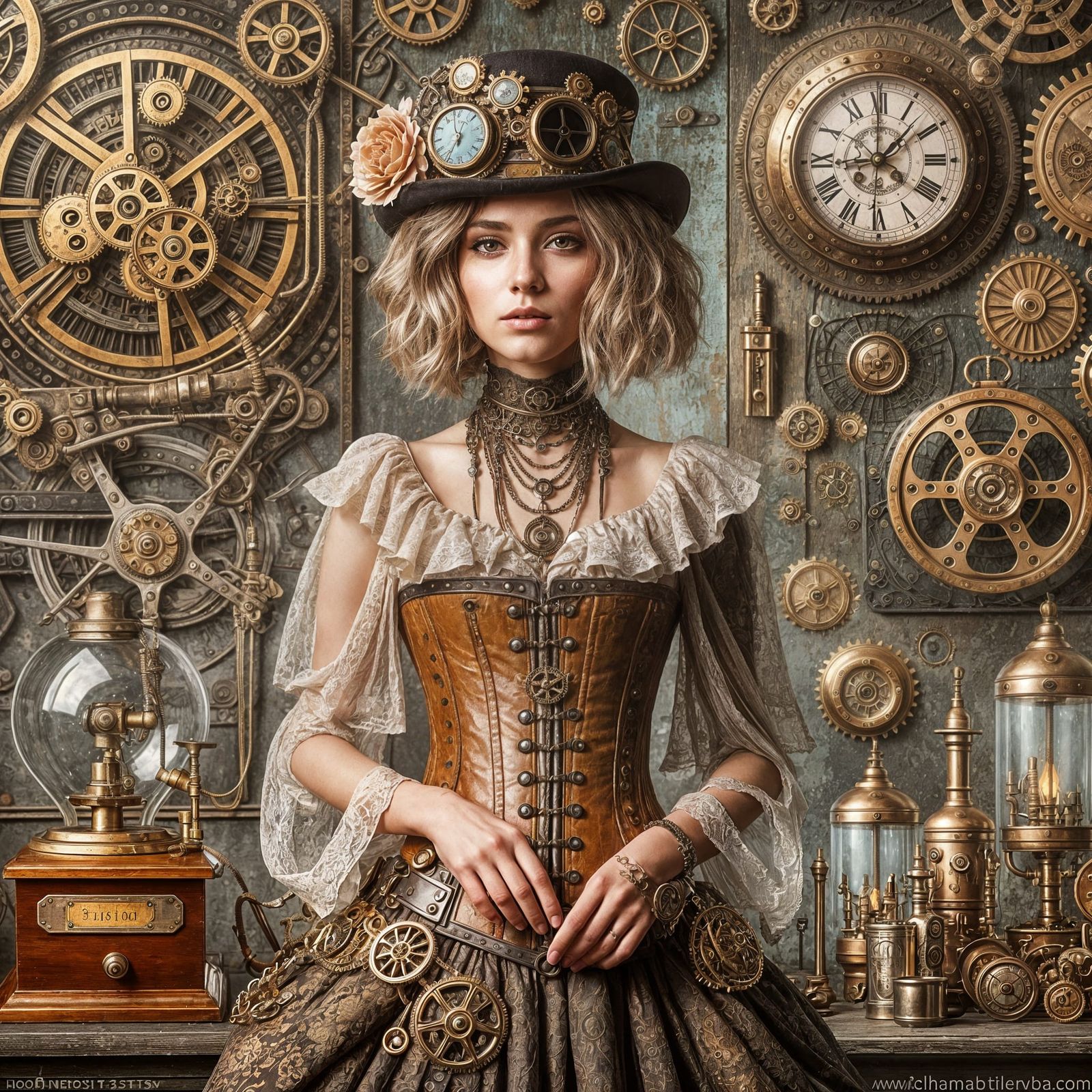 Steampunk Goddess in Copper and Brass