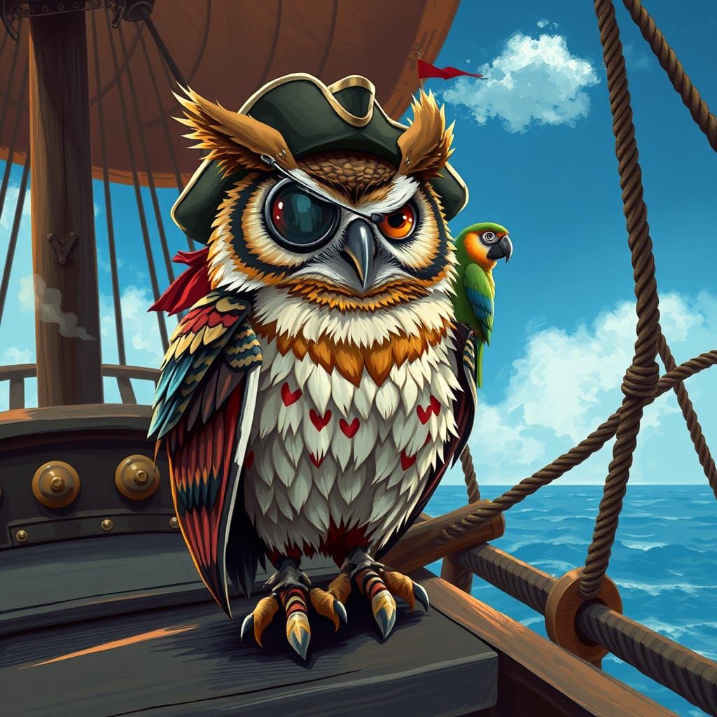 Steampunk Pirate Owl in Golden Ratio Harmony