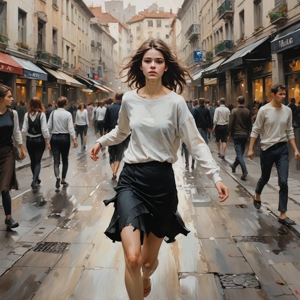Expressive City Street Dance, Figurative Oil Painting