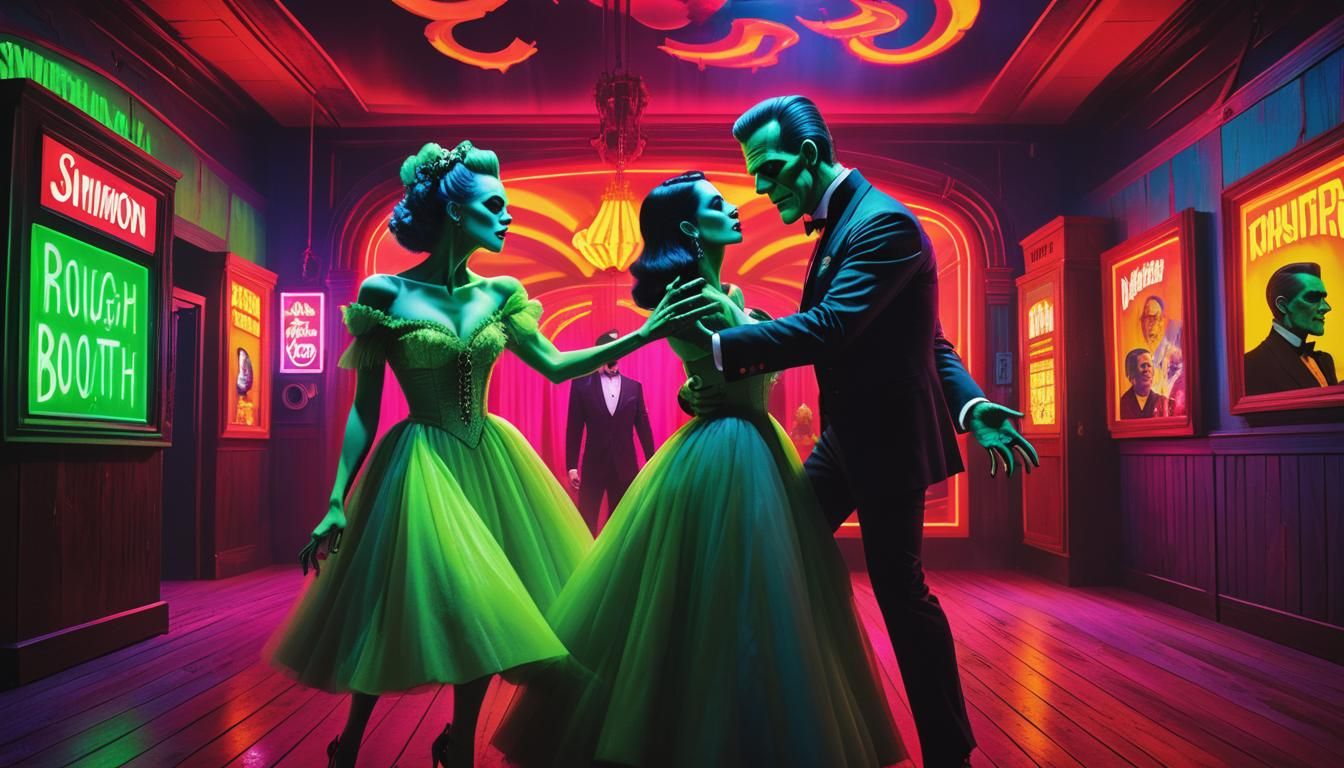 Horror Monsters at a Psychedelic Prom