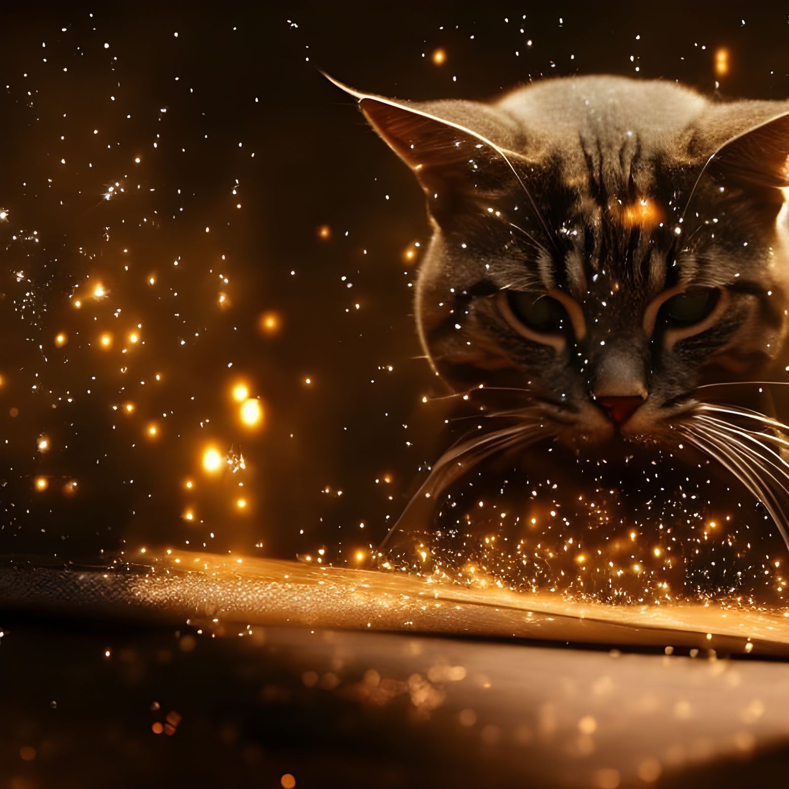 Cats on Antique Furniture with Magical Light