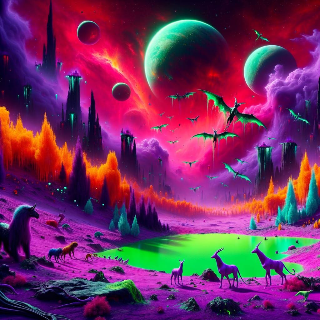 Eerie Purple Alien Planet Landscape in 8K