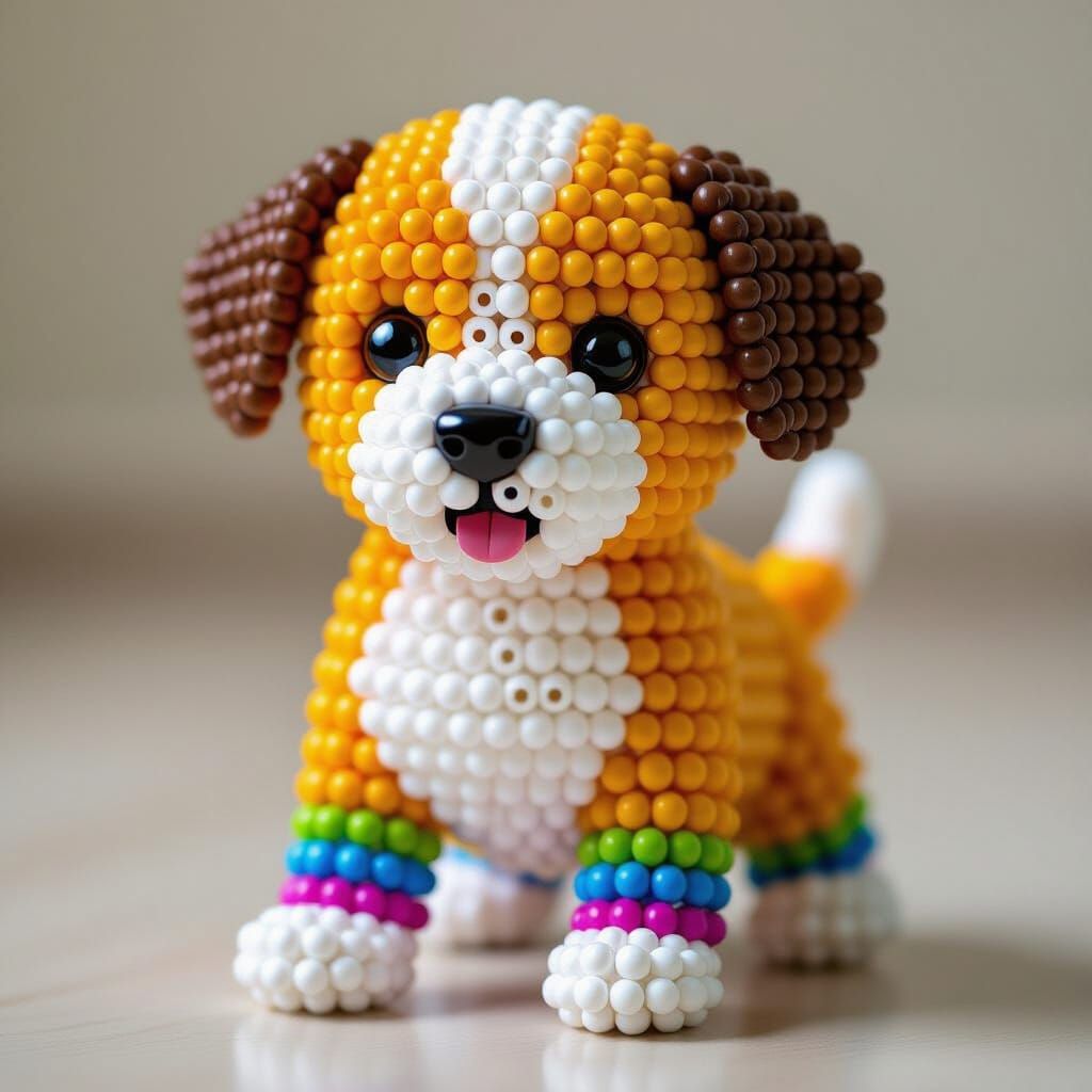 Beaded Puppy Sculpture: A Colorful Creation