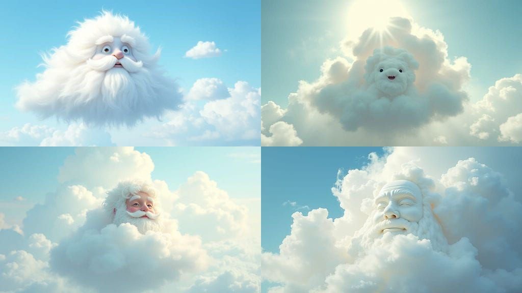 Surreal Cloud Man Descends to Life