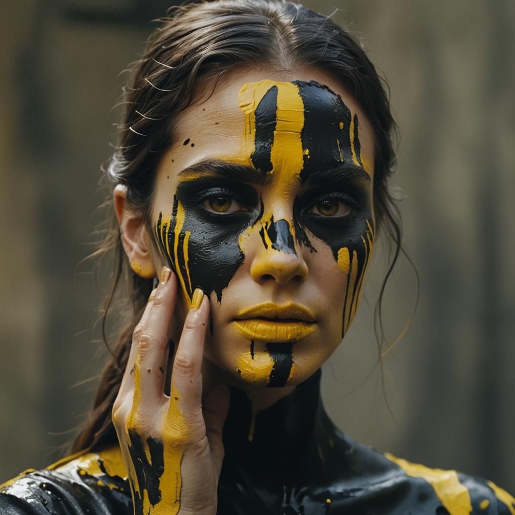 Cinematic Portrait of Woman Applying Face Paint