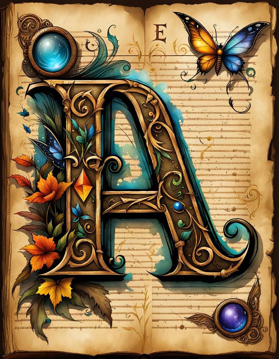 Enchanted Letter E Logo with Art Supplies