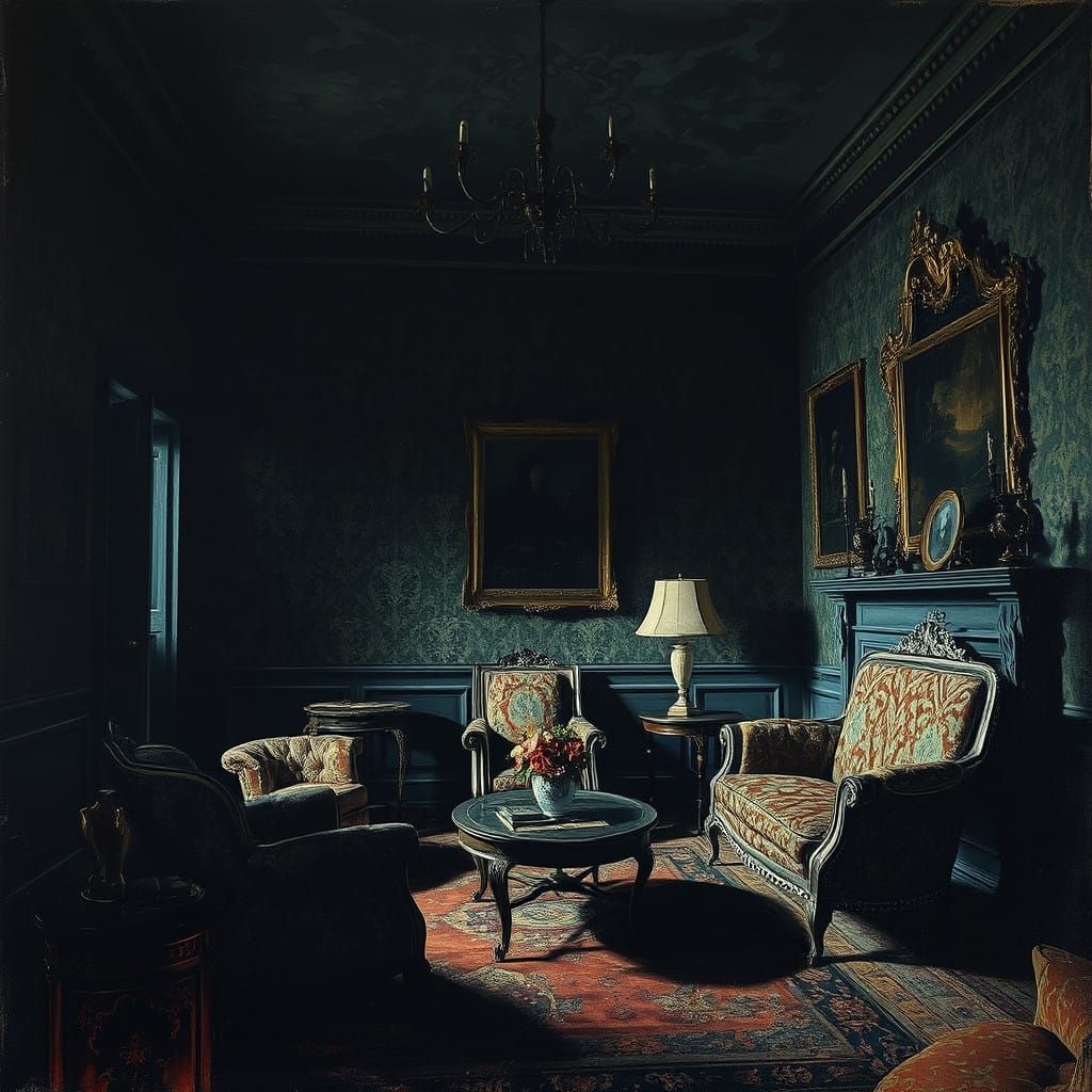 Eerie Victorian Shadows Dance in a Haunting Atmosphere