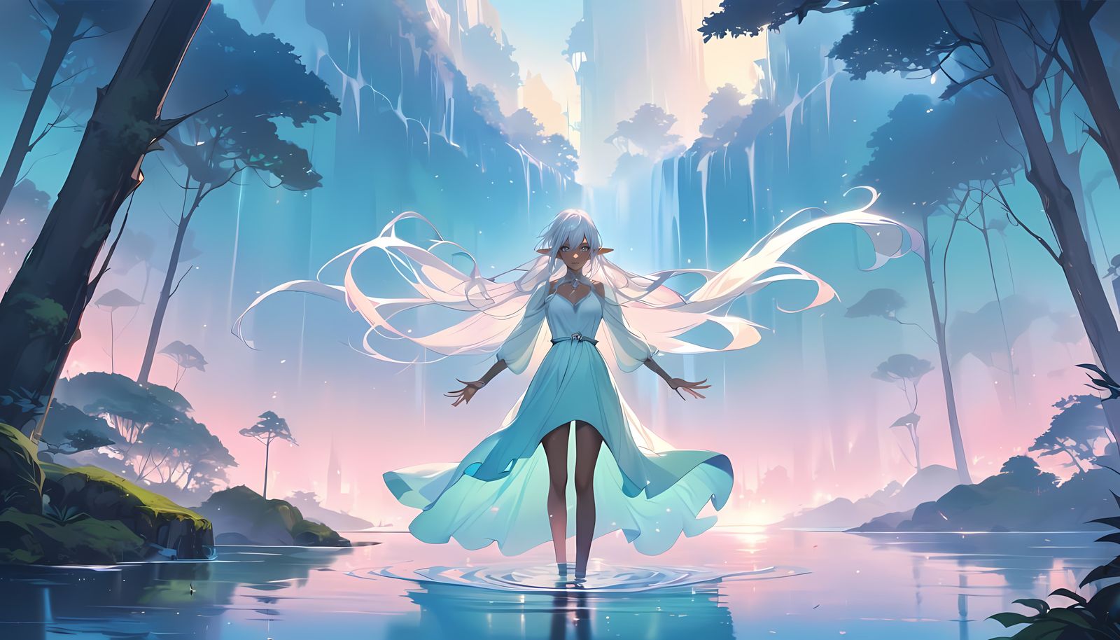 Ethereal Dark Elf Goddess of the Mystic Lake