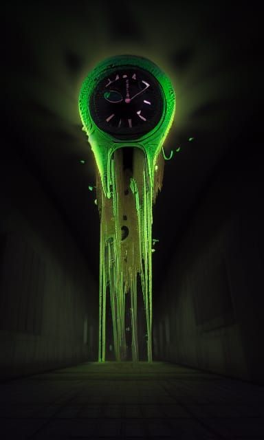 Sinister Alien Vomiting Matrix Code in Clockpunk Style