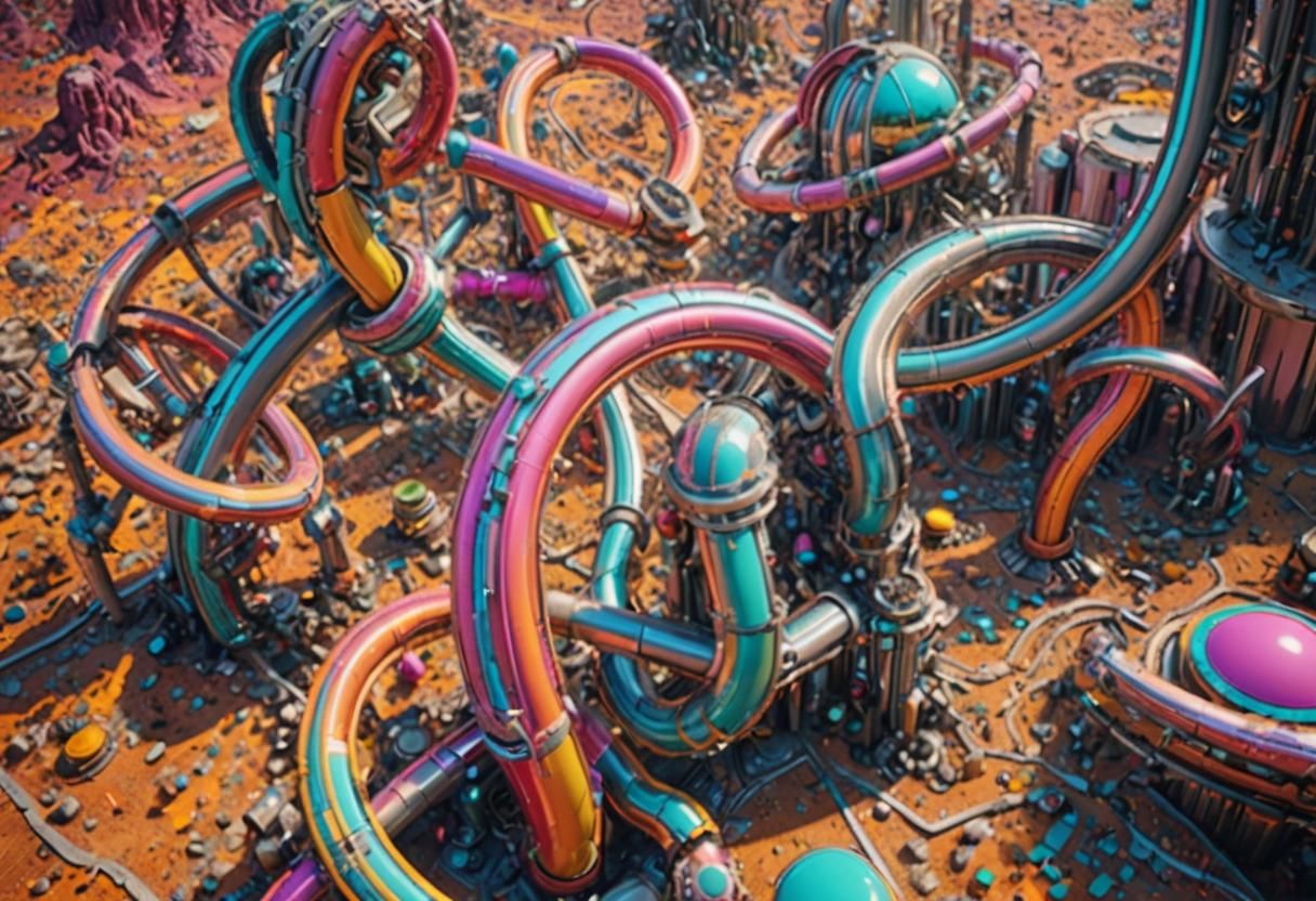 Colorful Surreal Landscape with Smooth Tubes in 8K
