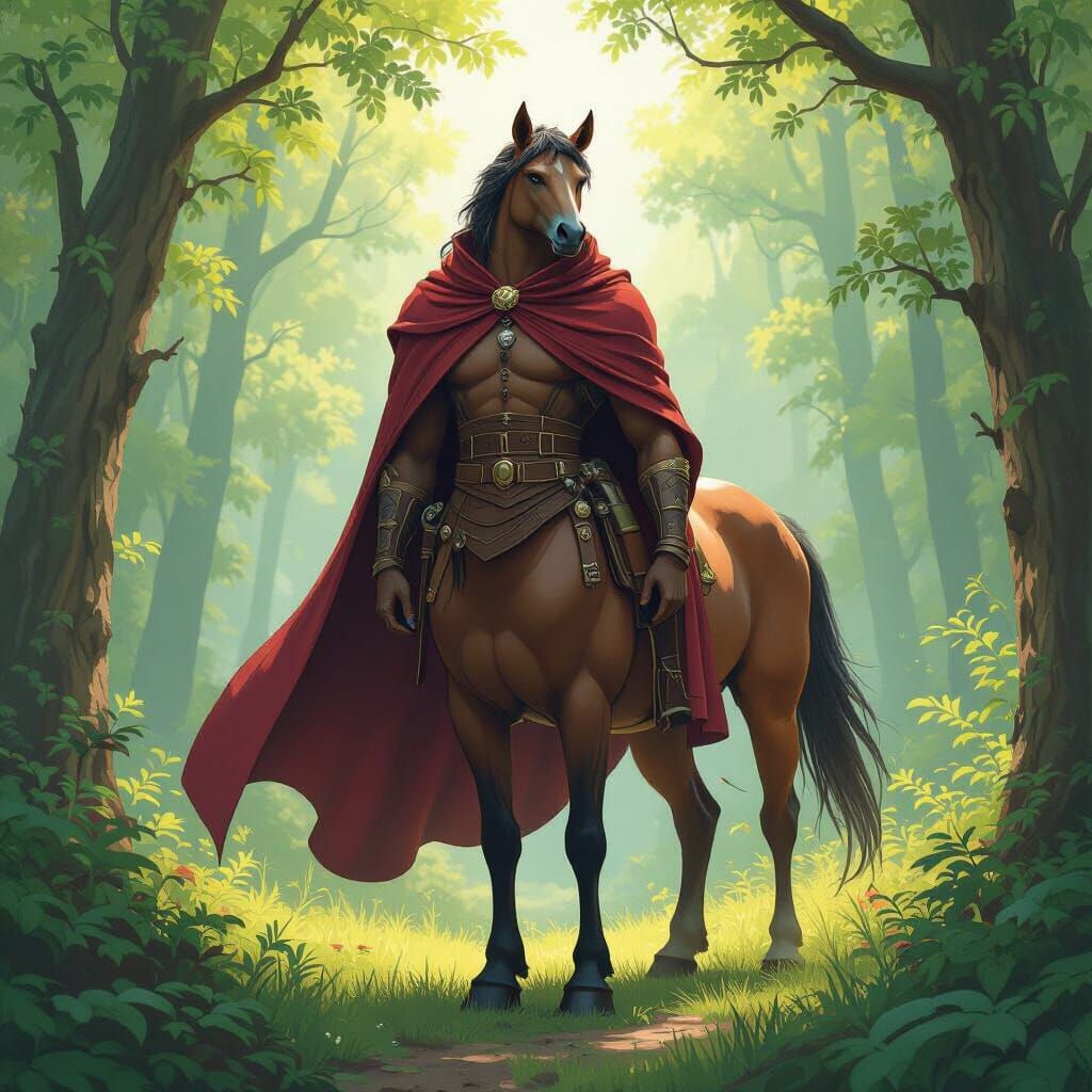 Majestic Centaur in Vibrant Forest Art