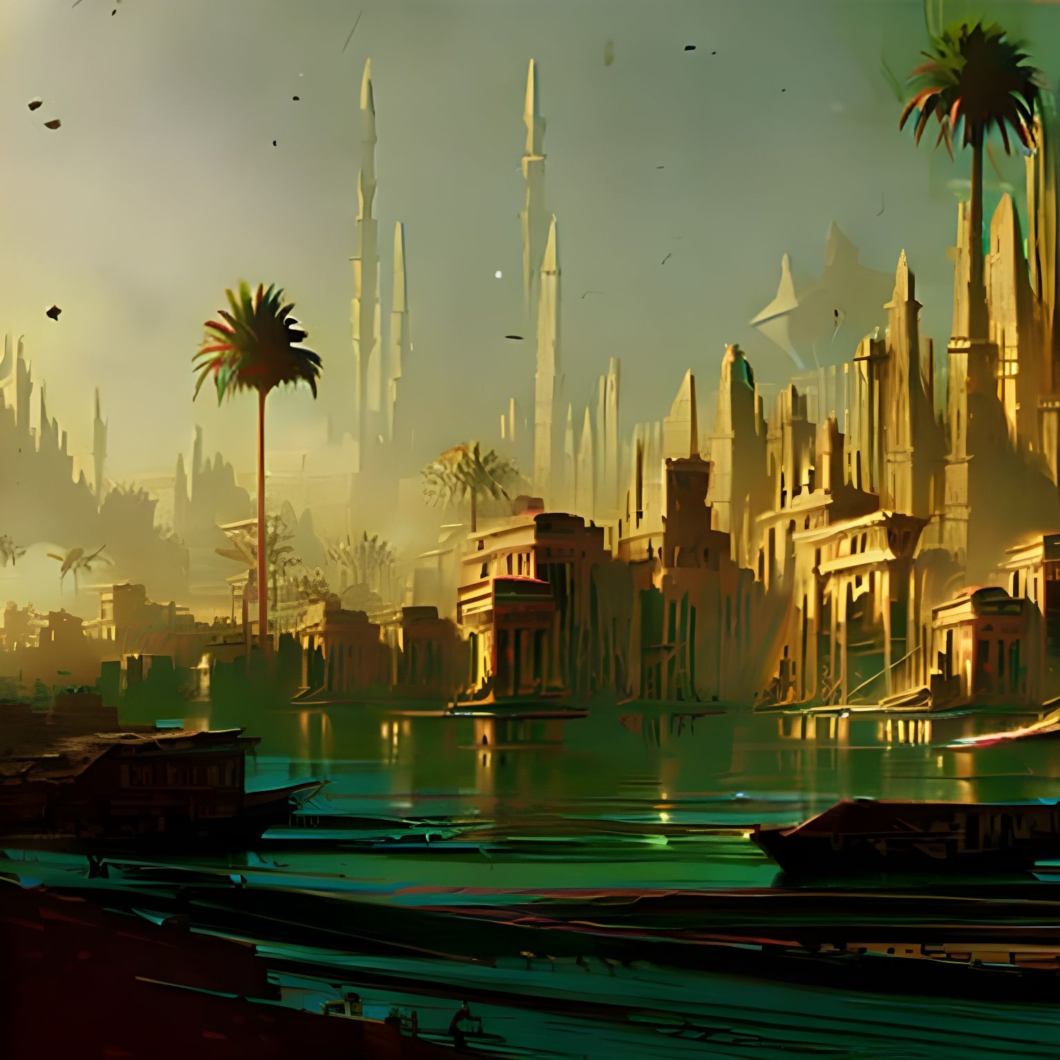 Ancient Egyptian City by the Nile