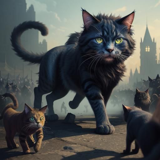 Fantastical Crowd of Cats Concept Art