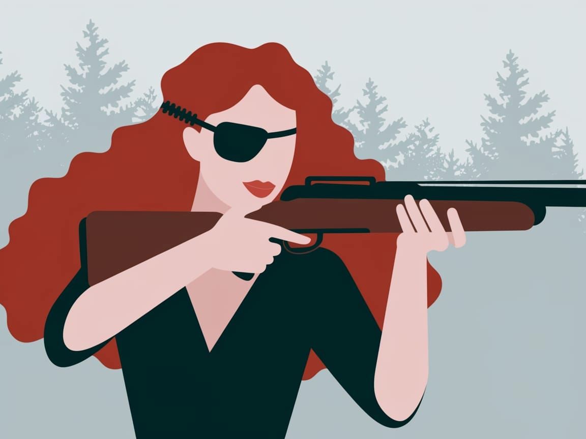 Eyepatch Woman with Rifle in Malika Favre Style