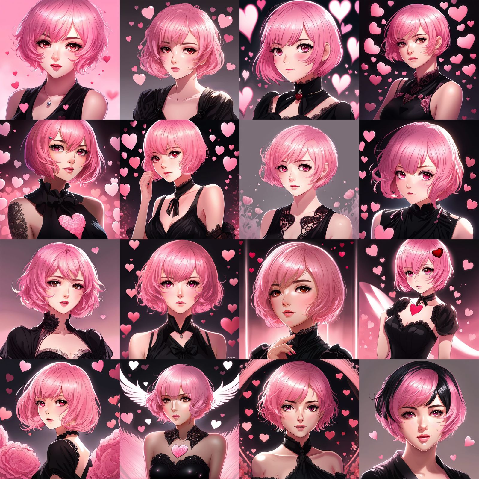 Anime Woman with Pink Hair and Heart Eyes