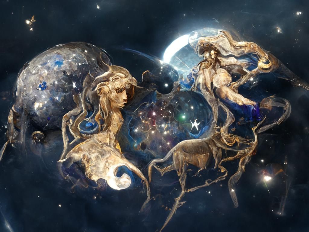 Astrological Art Nouveau Illustration of Zodiac Symbols