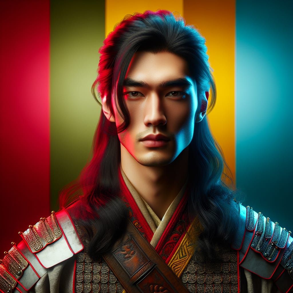 Mongolian Warrior in Splash Art Style