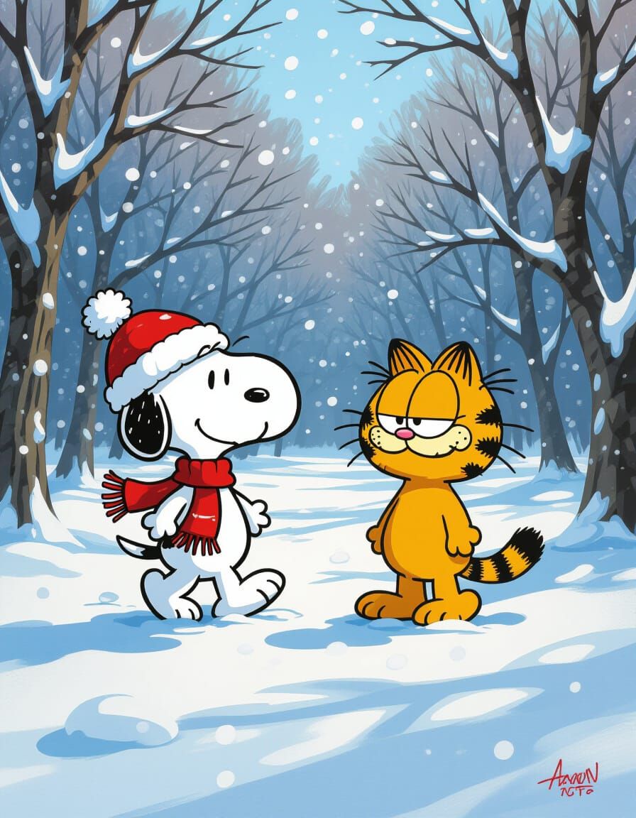 Snoopy and Garfield in Winter Park