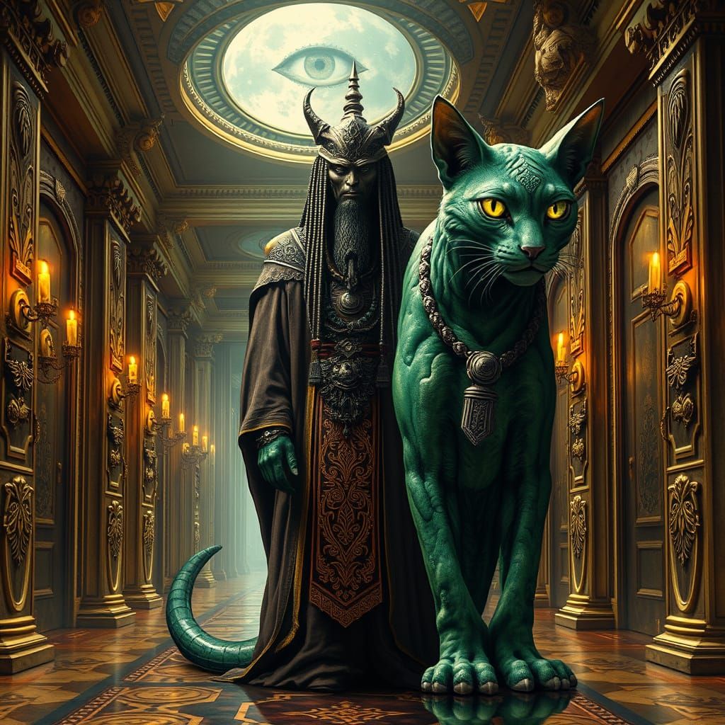 Anunnaki in Nibiru Palace with Mutant Cat