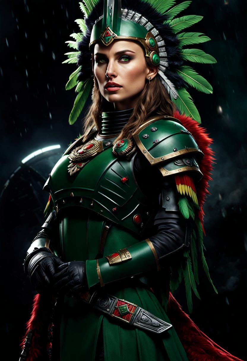 Space Marine Woman with Aztec Headdress