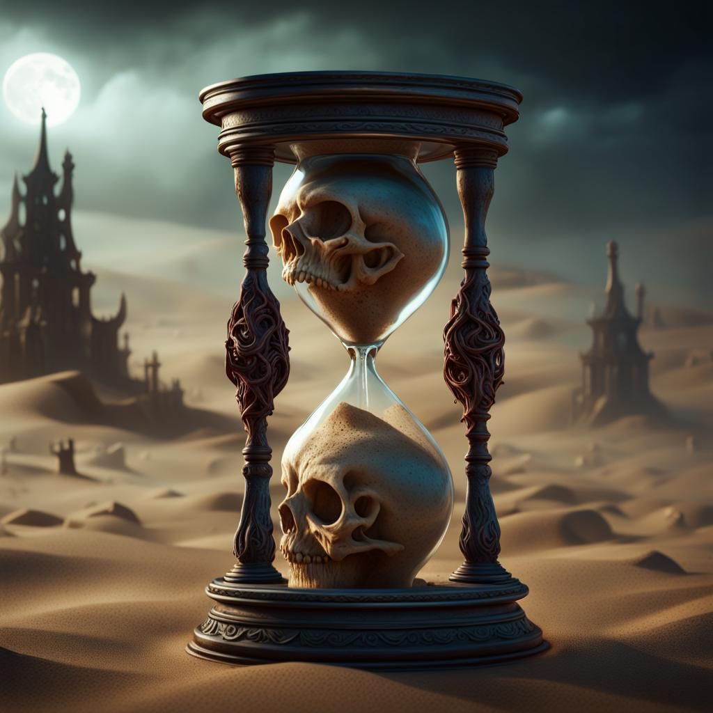 Creepy Necronomicon Hourglass with Souls