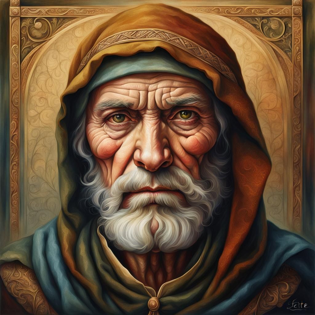 Medieval Peasant Portrait in Ertè Style