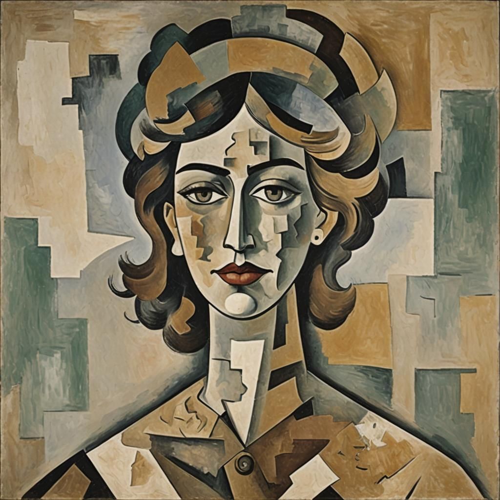 Abstract Woman Portrait in Cubist Style