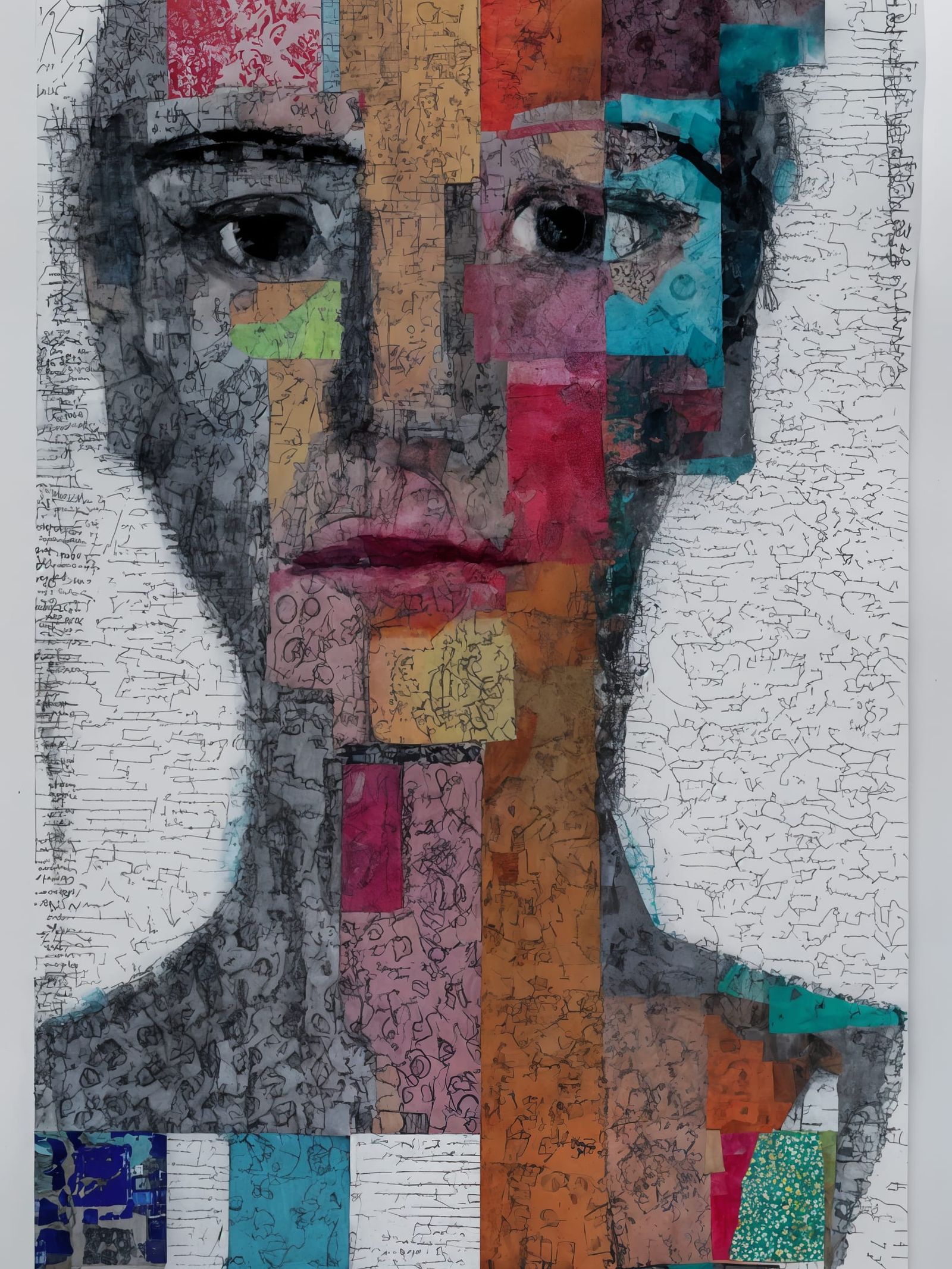 Surreal Portrait in Vibrant Color Quadrants