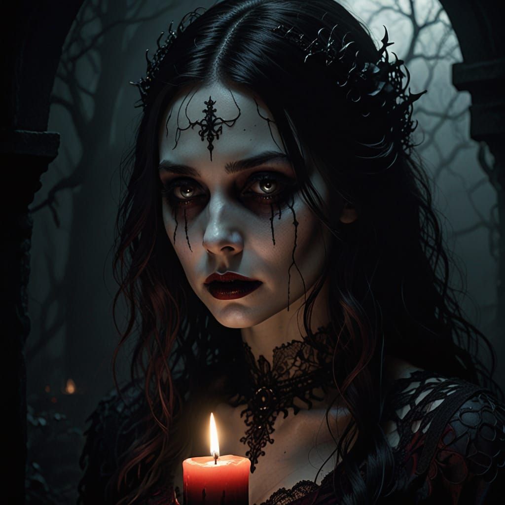 Ethereal Gothic Beauty in Dark, Velvety Hues