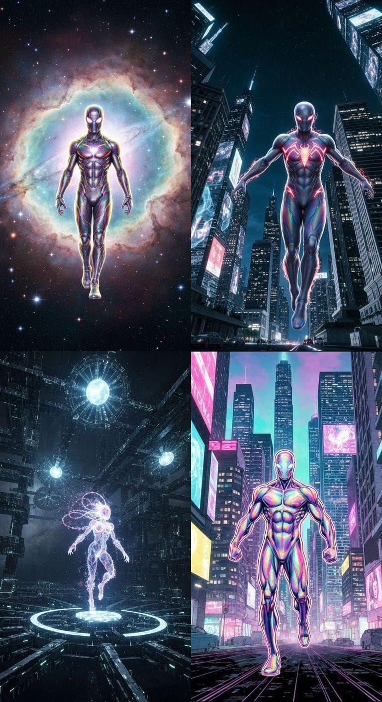 Agent Void Soaring Through Neon Cityscape