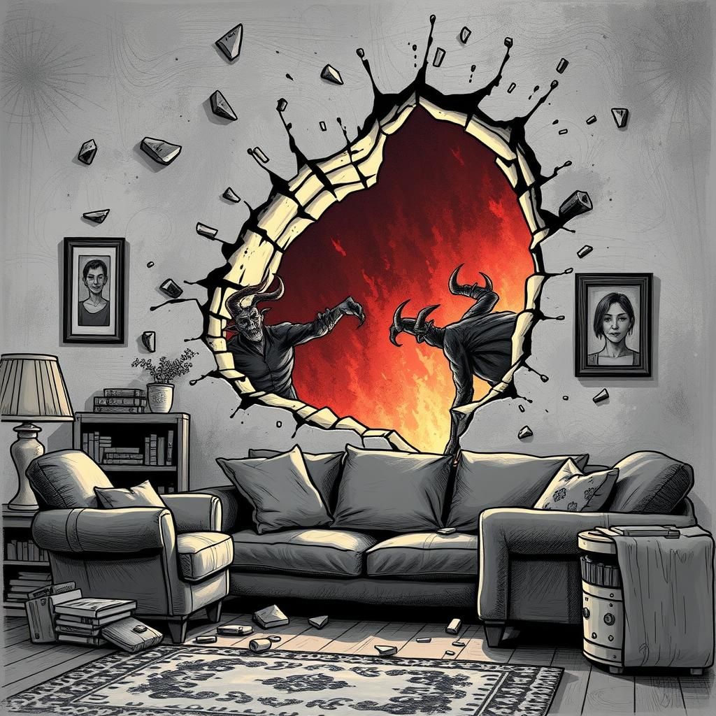 Demons Crash Through Living Room Wall