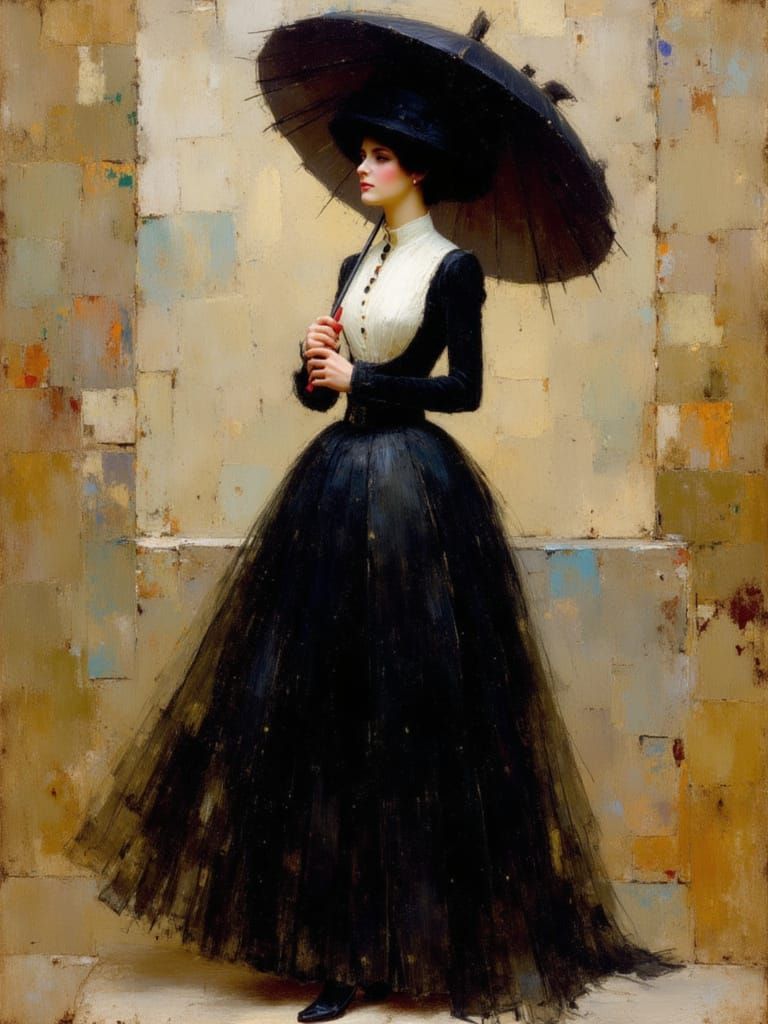 Black Women in 1800s Dress, Impressionist Style
