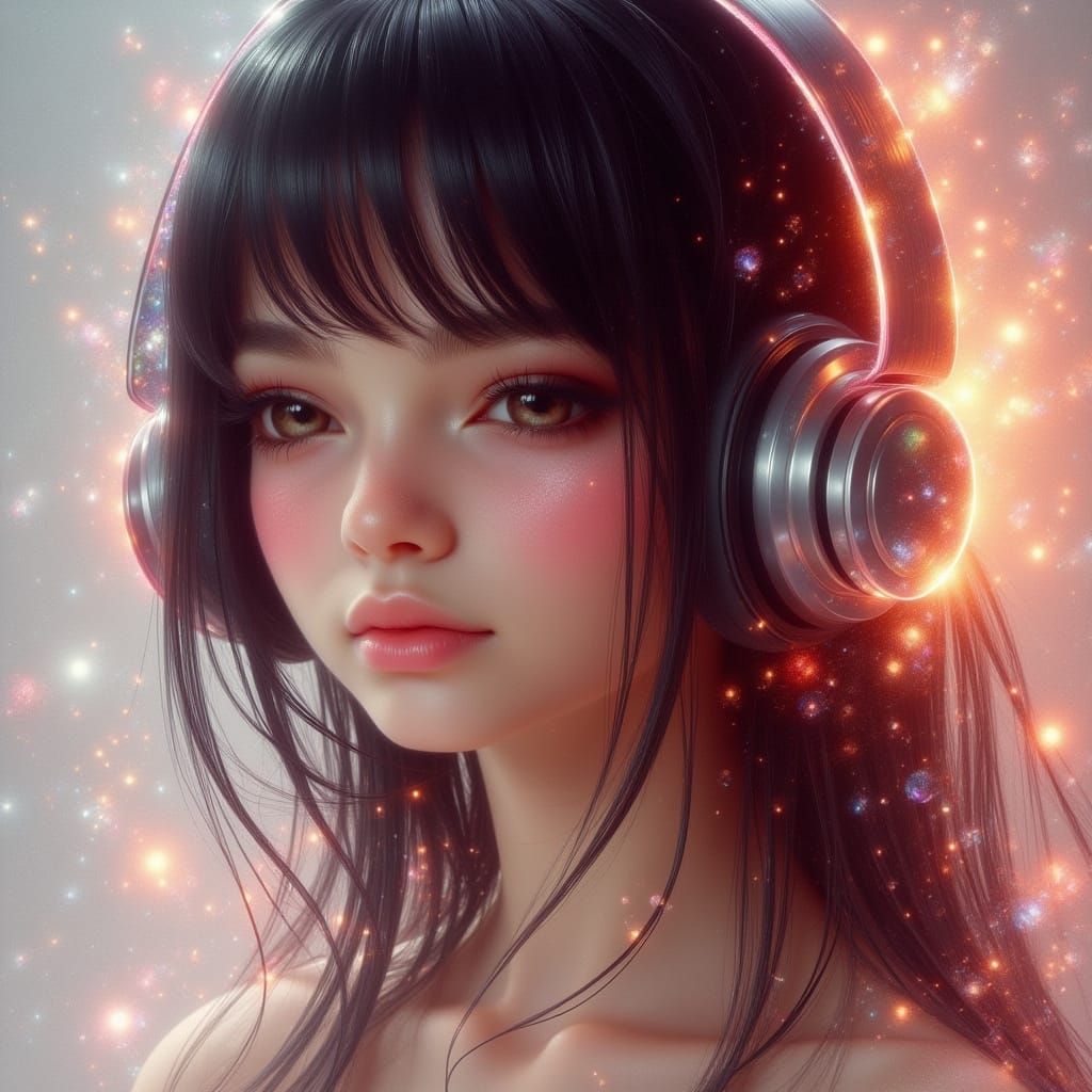 Dreamy Enchantment: Young Girl in Vibrant Ethereal Atmospher...