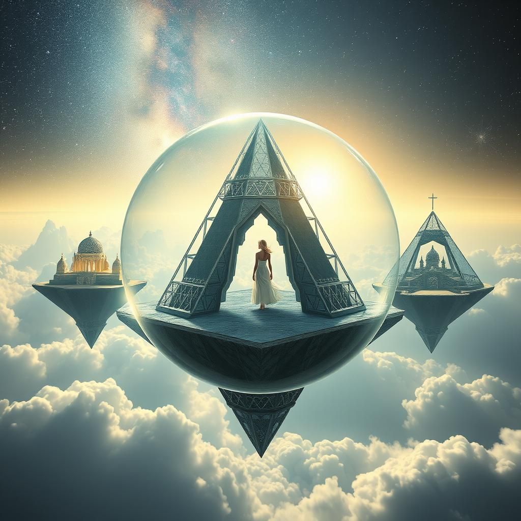 Ethereal Crystal Sky Palaces in Digital Matte Painting