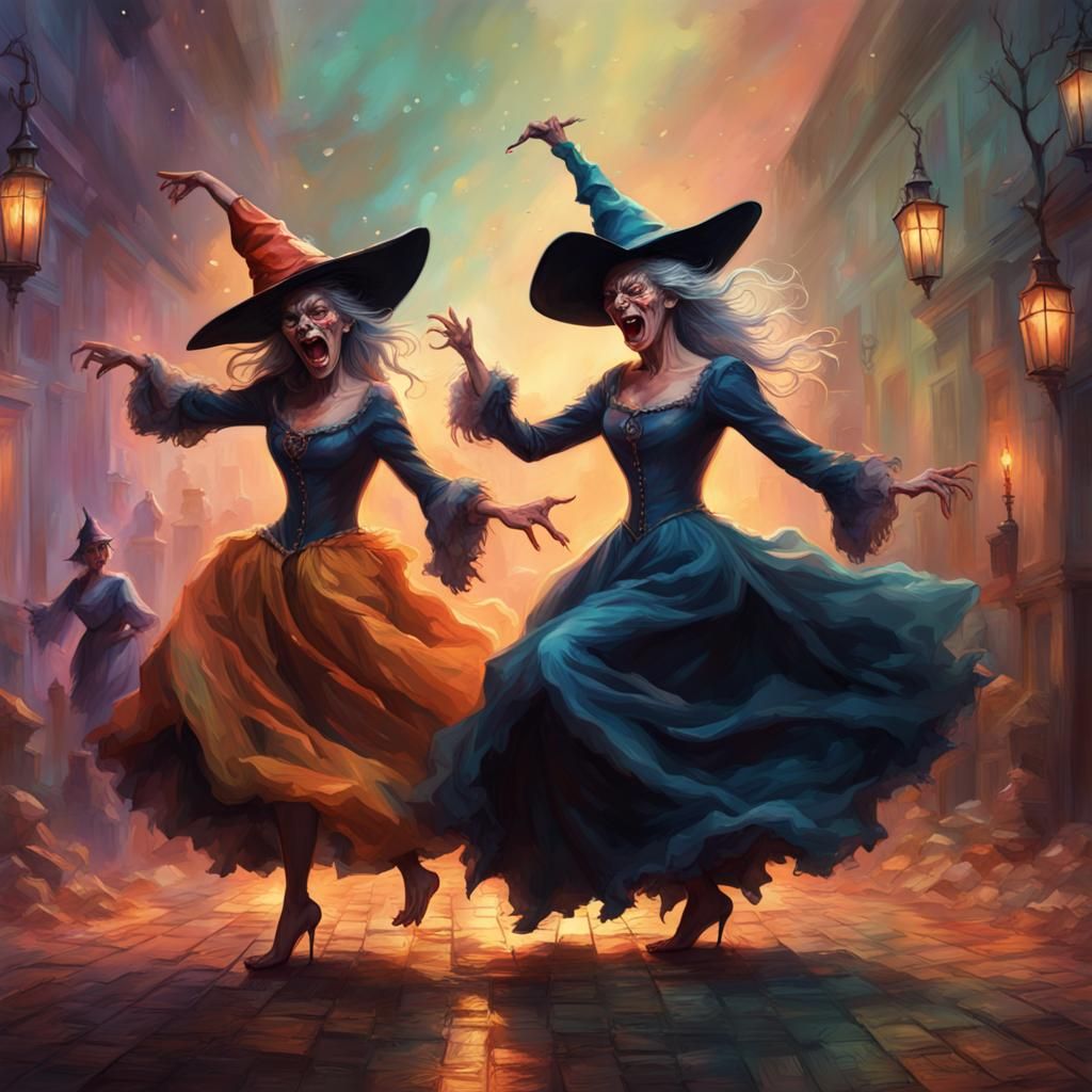 Witches' Minuet: Hyperrealistic Splash Art