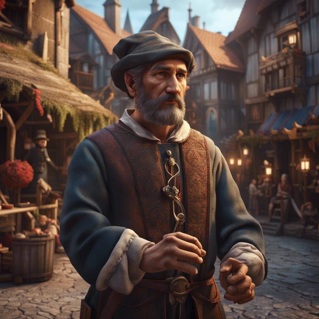 Medieval Puppeteer Performance in Fantasy Village