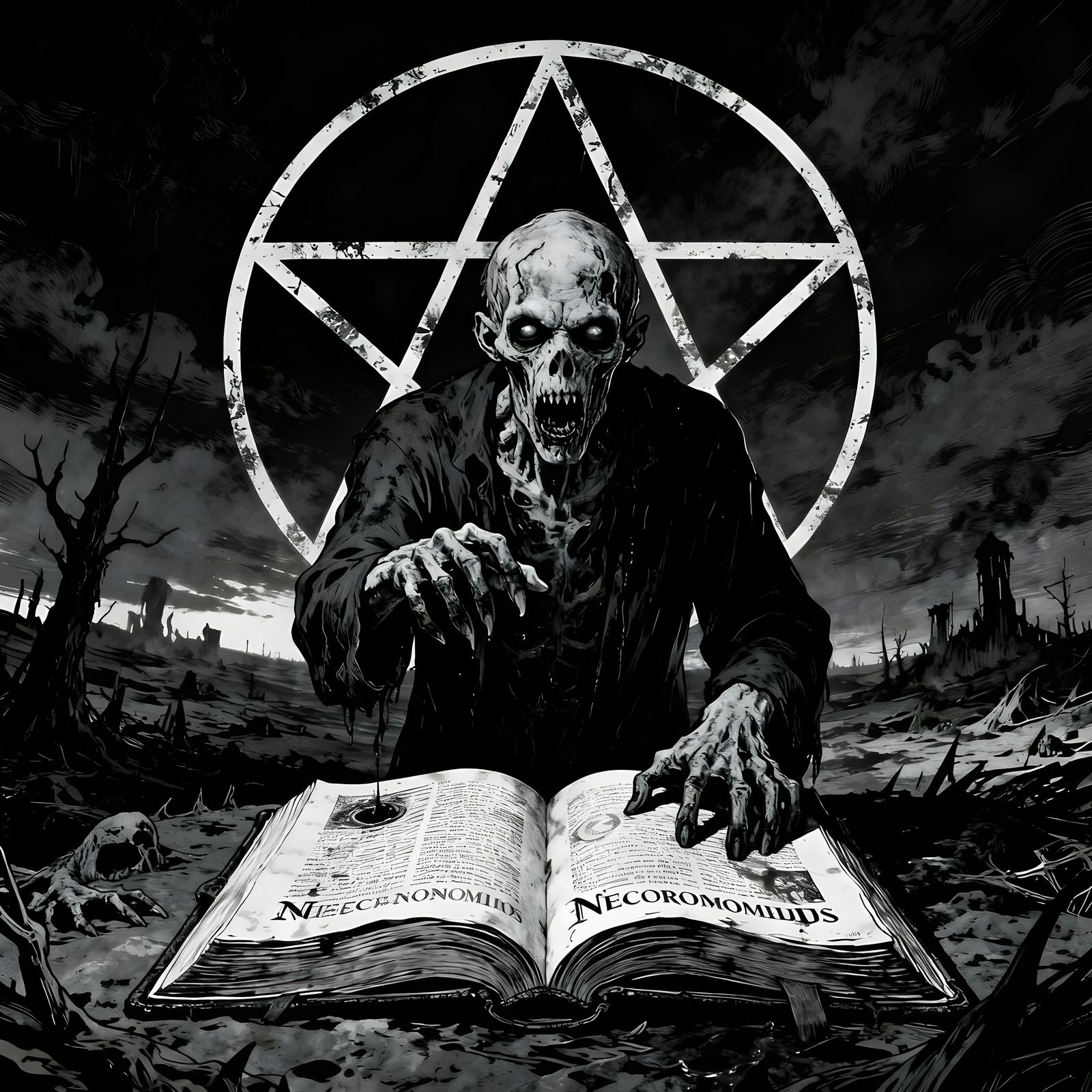 Zombie Necronomicon Armageddon with Pentagram