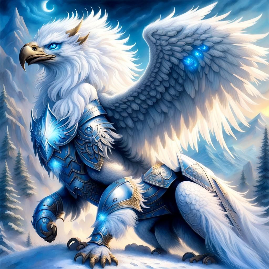 Armored Gryphon in Ethereal Fantasy Style